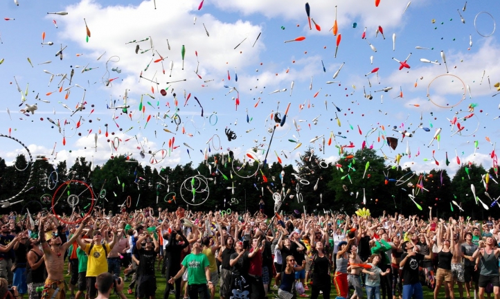 People enjoying an outdoor festival after COVID-19 lockdowns