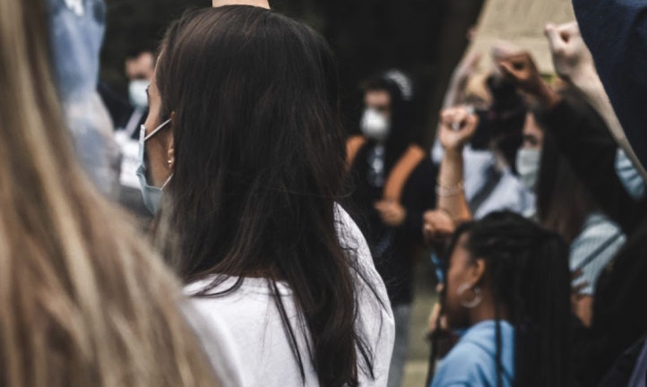 Volunteers protesting