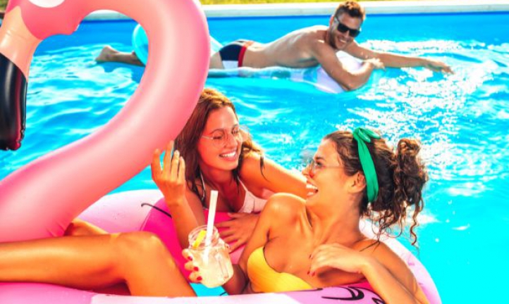 Girls enjoying in the pool