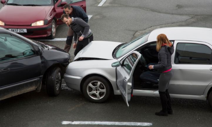 minor car collision on road